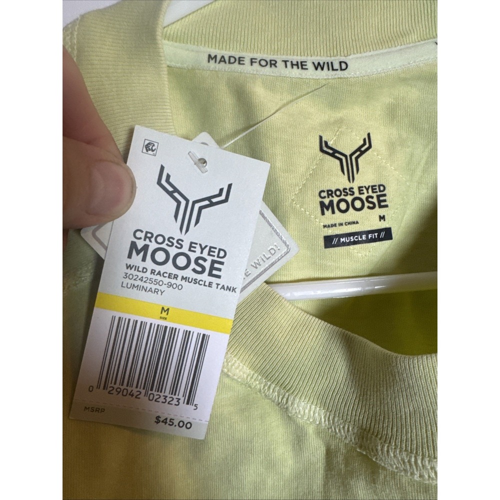 NWT Cross Eyed Moose Wild Racer Muscle Tank Mens Medium Luminary Yellow - Picture 2 of 5